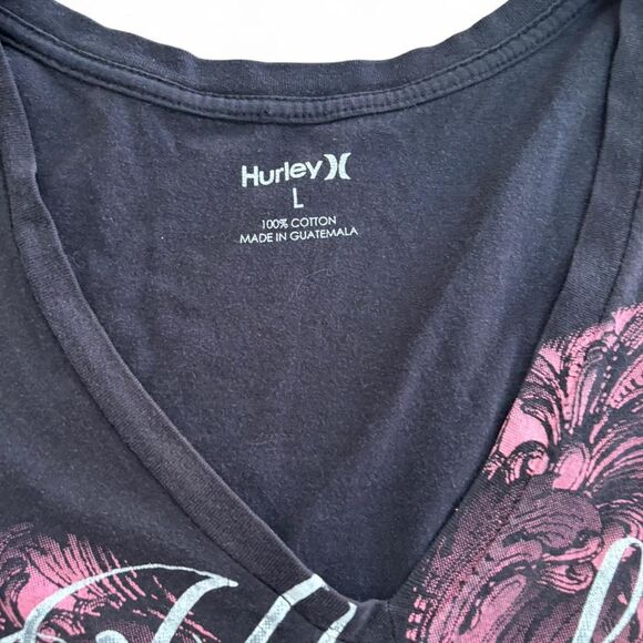 Y2k Hurley V Neck Shirt With Cyber Butterfly Design - Picture 3 of 5